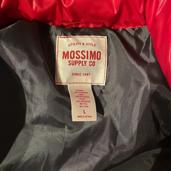 Mossimo Supply Co red puffer coat jacket thin packable pockets L - Picture 3 of 3